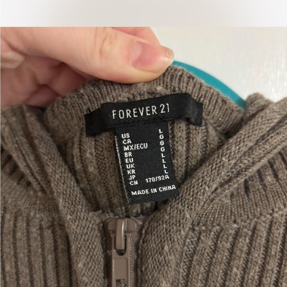 Forever 21 Brown Ribbed Zip-Up Sweater - Picture 4 of 4